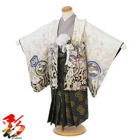 【レンタル】《3歳 身長90～100cm》 『白 黒ぼかし羽織 グレーの着物と袴セット』3boy-bk330七五三 3歳 男の子 羽織 袴 着物フルセットレンタル 往復送料無料 新品足袋プレゼント