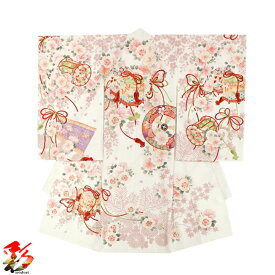 【レンタル】 華徒然 ブランド オフホワイト 女の子 産着 祝い着 5点セット 着物 ベビー 赤ちゃん お宮参り 祝着 フルセット セレモニードレス 記念撮影 往復送料無料 着付け説明書付き【華徒然 オフホワイト 桜と小槌 baby-girl-w05】