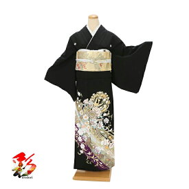 【レンタル】【桂由美】黒留袖 『はばたく日 金鳳凰 紫花斜』ts-08 正絹　結婚式　貸衣装　黒留袖レンタル　着物　母親　着物レンタル　フルセット　留袖レンタル　レンタル衣装　女性　【往復送料無料】【新品足袋プレゼント】