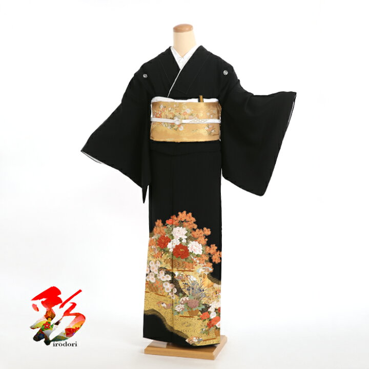 楽天市場】【レンタル】【黒留袖】 金に芍薬・菖蒲と藤の花 正絹 ts-02 