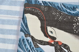 ≪国芳の浮世絵ふんわりてぬぐい≫　ヨコ型　巨鯨　【和雑貨】【ハンカチ】【ガーゼ】【日本製】【ご自宅用で4点までネコポス対応】