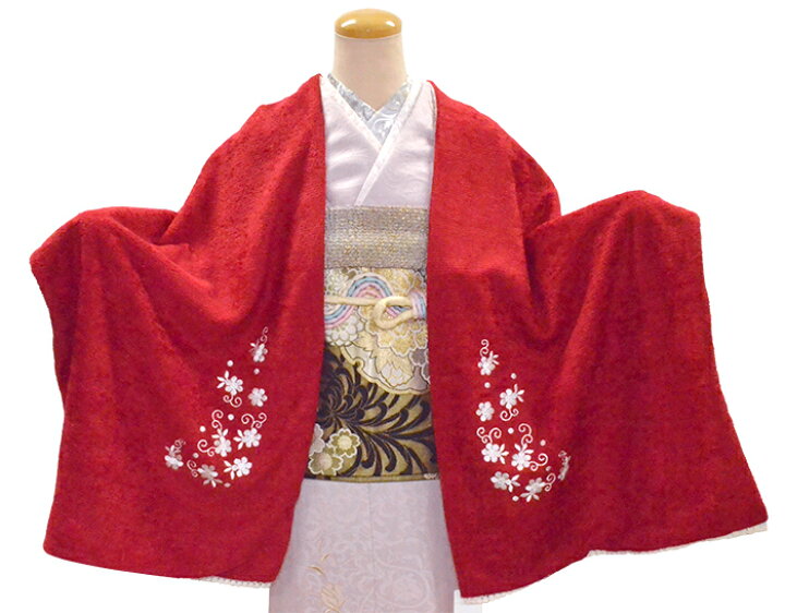 楽天市場】リバーシブルショール 赤×白レース 刺繍入り 【ストール 