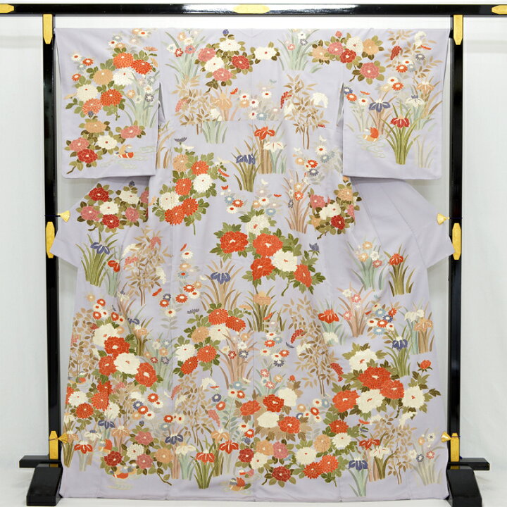 楽天市場】逸品 圧巻 総刺繍 訪問着 桜ねずみ色 花々 総蘇州刺繍  