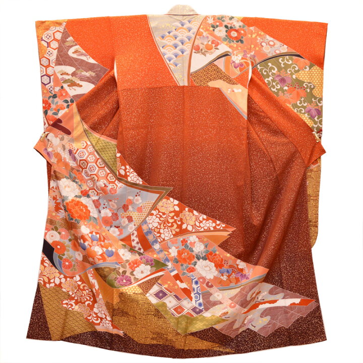 楽天市場】【30％OFF】 振袖2点セット 新品同様 正絹 振袖 朱色 