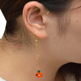 【スーパーSALE★20％OFF】 ハンドメイド イヤーフック 新品 大人可愛い！ ゴールド スワロフスキー クリスタル Swarovski グリーン オレンジ シンプル 揺れるイヤーフック イヤーカフ 洋服にも和服にも 手作り ドレス 着物 着物屋 通販 送料無料 メール便 (12-00-47)