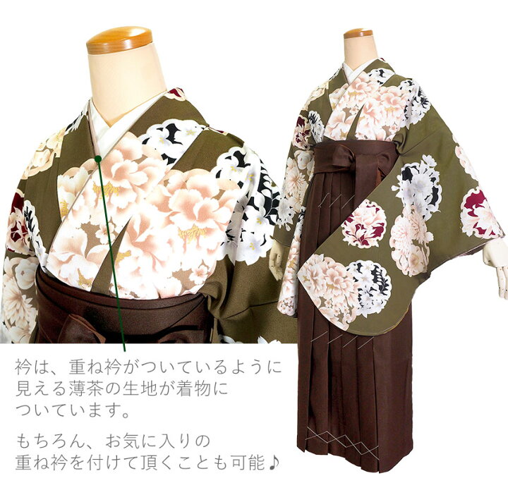 楽天市場】卒業式 二尺袖 着物 袴用 単品 ネイビー カーキ アイボリー 