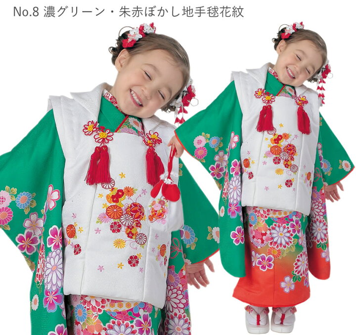 楽天市場】七五三 着物 3歳 被布コート8点フルセット 着物 三ツ身着物  