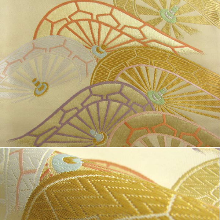 楽天市場】袋帯 西陣織 フォーマル 正絹 ベージュ地吉祥輪車文 辻匠  