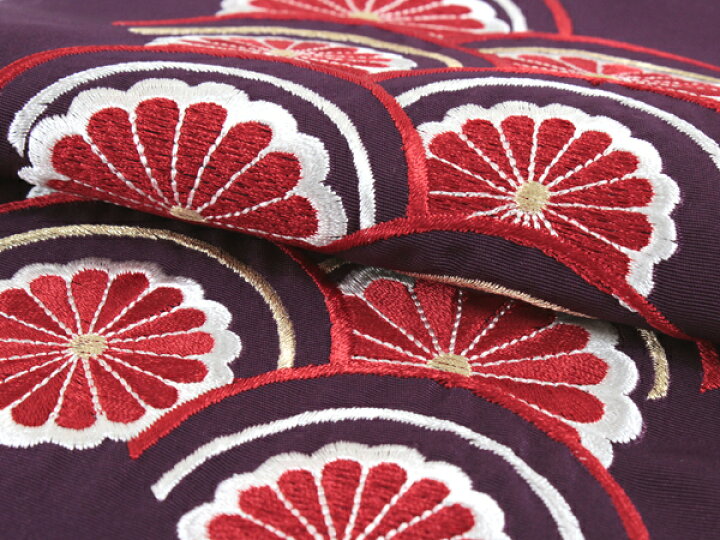 楽天市場】刺繍 半衿 単品 振袖用 紫 白 赤 金 青海波 菊 レディース 