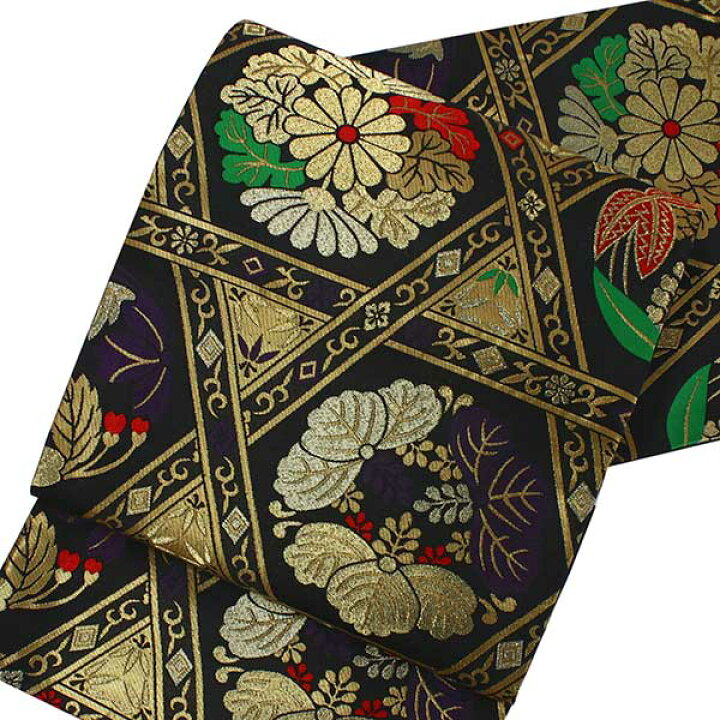 楽天市場】袋帯 礼装 黒 金 赤 緑 紫 六角形 三角 単品 新品 訪問着 