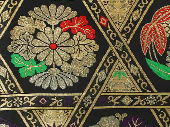 楽天市場】袋帯 礼装 黒 金 赤 緑 紫 六角形 三角 単品 新品 訪問着 