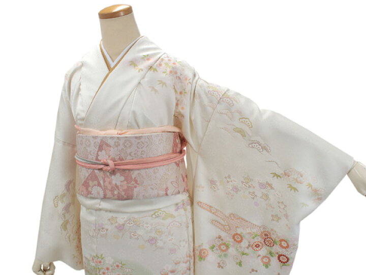 楽天市場】訪問着 フルセット 正絹 未仕立て 白 桜 松 竹 梅 菊 エ霞  