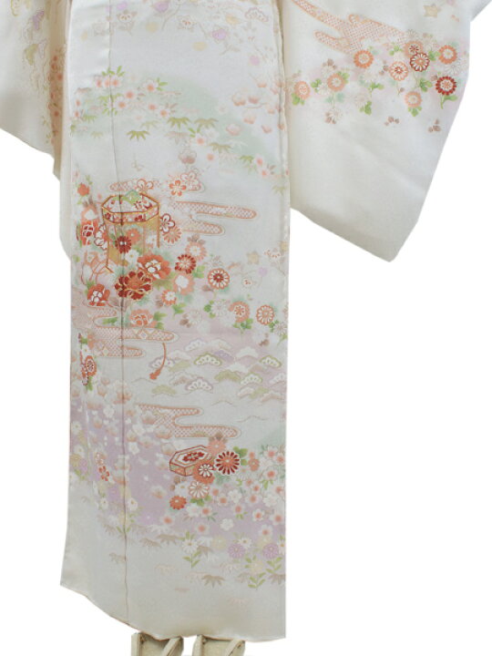 楽天市場】訪問着 フルセット 正絹 未仕立て 白 桜 松 竹 梅 菊 エ霞 
