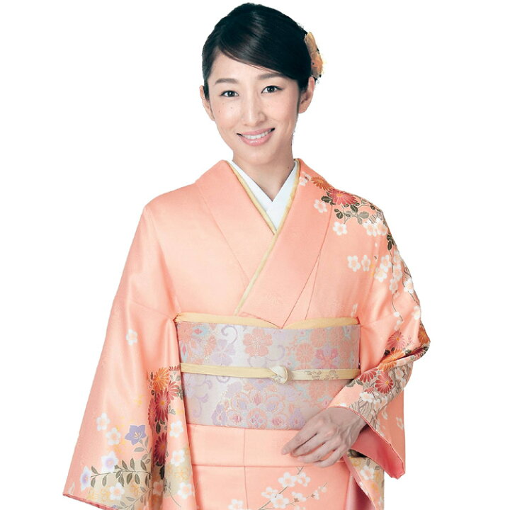 楽天市場】洗える着物 訪問着 セット サーモンピンク地 道長取り吉祥花  