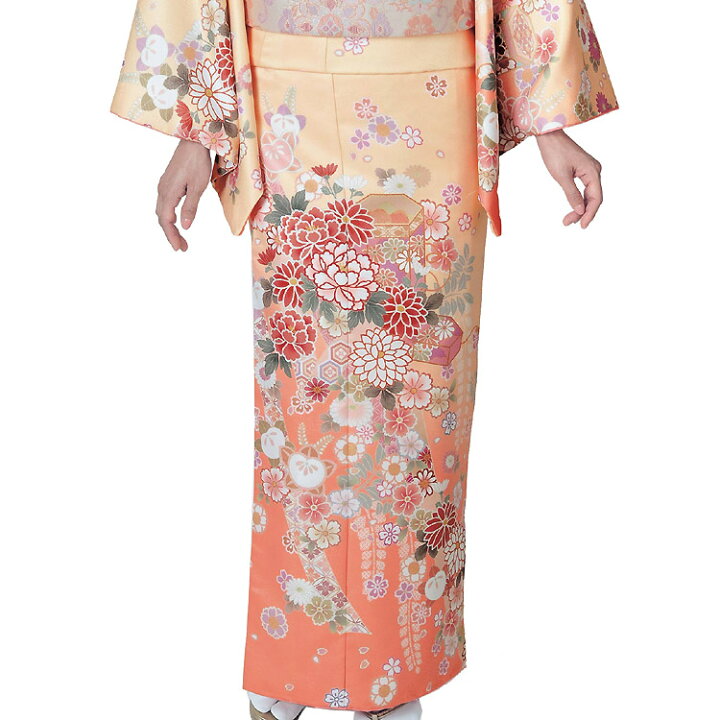 楽天市場】洗える着物 訪問着 アッシュエルブランド 単品 オレンジ地 