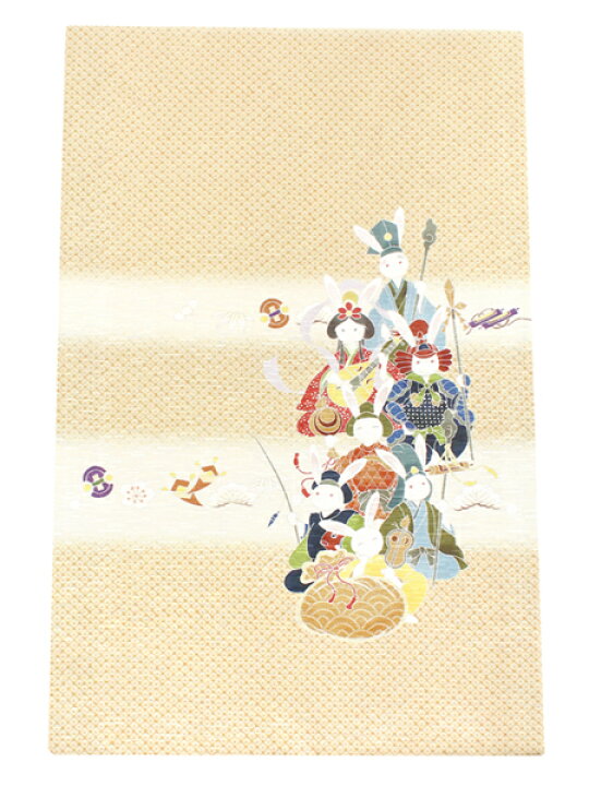 楽天市場】京袋帯 WAKKA帯 名古屋帯 単品 ベージュ 七福うさぎ 帯 正絹  