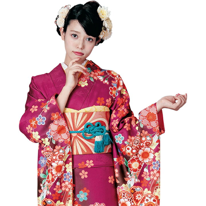 楽天市場】振袖3点セット 渋濃ピンク紫地熨斗に吉祥華紋 振袖 袋帯  