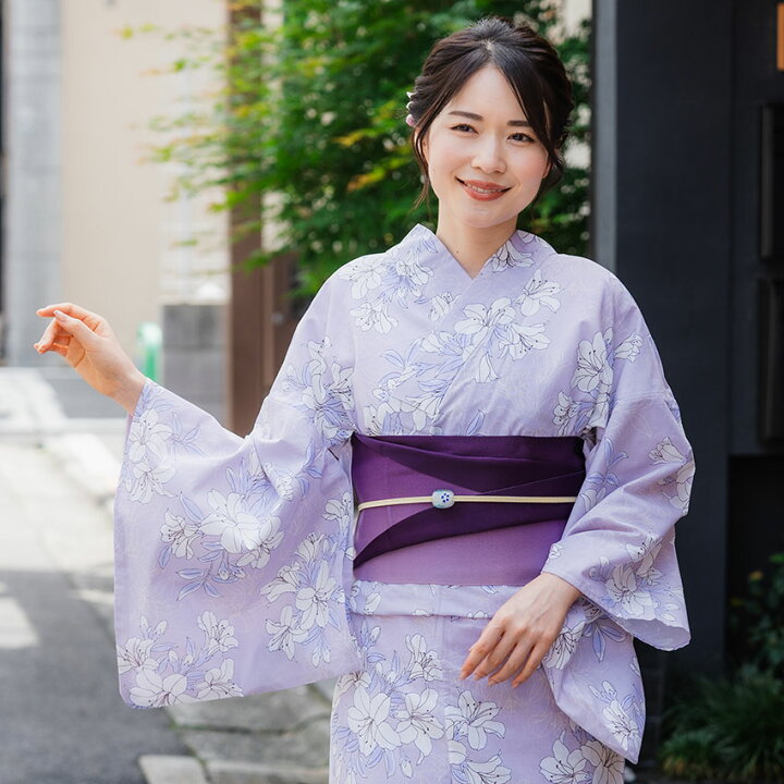 楽天市場】浴衣 レディース 単品 百合 薄紫 水色 クリーム色 単品  