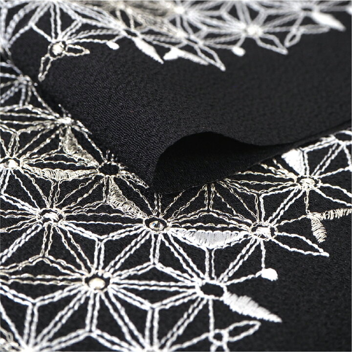 楽天市場】半衿 刺繍 麻の葉 ラインストーン 2色 シルバー ホワイト 黒 