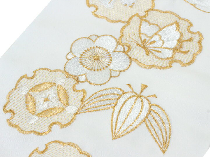 楽天市場】刺繍 半衿 単品 白 ゴールド 雪輪 橘 七宝 花菱 松 竹 梅  