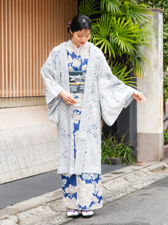 楽天市場】レース 羽織 仕立て上がり Mサイズ Lサイズ ブルー レース