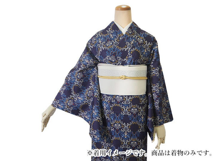 楽天市場】洗える着物 袷 小紋 S M L サイズ 仕立て上がり 単品 青地 