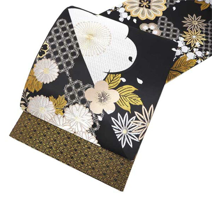 楽天市場】袋帯 礼装 黒地 梅 菊 牡丹 単品 新品 振袖 訪問着 