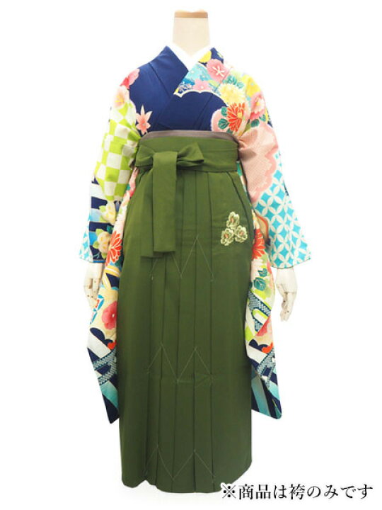 楽天市場】袴 単品 卒業式 深緑 無地 牡丹 刺繍 M サイズ グリーン 