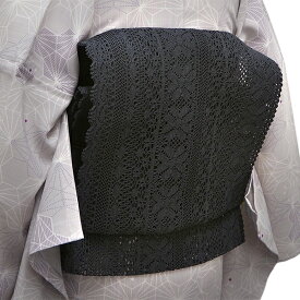 名古屋帯 レース 撫松庵 3色 ブラック ホワイト パープル 単衣帯 夏着物 単衣 浴衣に おしゃれ 袋なごや帯 日本製