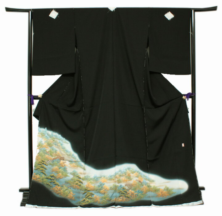 楽天市場】【正絹黒留袖 未仕立て 仮絵羽 山辺風景柄】礼装 黒留め袖  