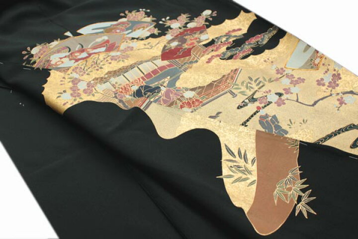 楽天市場】【正絹黒留袖 未仕立て 仮絵羽 王朝絵巻柄】礼装 黒留め袖 