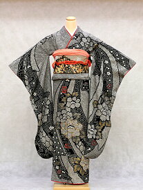【レンタル】総絞り 黒 のしめ05 振袖 成人式 結納 結婚式 およばれ 貸衣装 正絹 古典 前撮り かわいい モダン 往復送料無料 フルセット 着物レンタル 女性和服 ふりそで れんたる せいじんしき 人気 振り袖 成人式レンタル 卒業式 着物