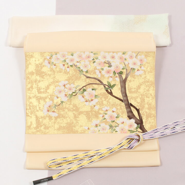 楽天市場】【京の染匠 一富司】手描き京友禅 特選九寸名古屋帯 金箔 桜 