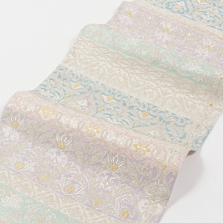 ◇纐纈織 袋帯◇ 華模様 お洒落 袋帯 正絹 長さ420cm 掻ける 