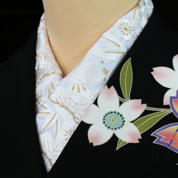 楽天市場】半襟 刺繍半襟 振袖用 白(白×金) ふくら雀松竹梅文 成人式 