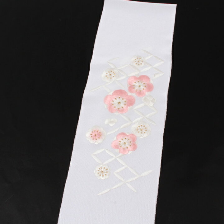 楽天市場】半襟 刺繍半襟 正絹 七宝梅文/白地 白×ピンク・金刺繍 振袖 
