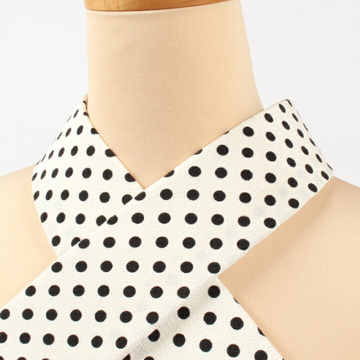 楽天市場】替え衿 半襟 ちりめん友禅半襟 水玉/ドット模様 生成り×黒 