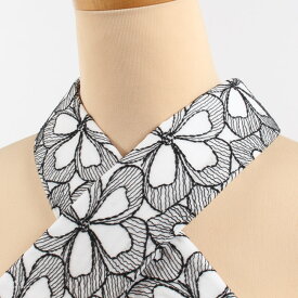 【2/4 20時〜★最大2000円OFF & 帯仕立て無料】綿レース 替え衿　ローン刺繍レース・単色大花　白×黒 衿秀「き楽っく」専用替え衿 なごみオリジナル ローズカラー長襦袢用半衿 ファスナー衿 バイヤス衿芯付き 広衿 【日本製】