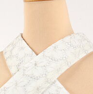替え衿　シフォン 花 白 ラメ刺繍　衿秀「き楽っく」専用替え衿 なごみオリジナル ローズカラー長襦袢用…