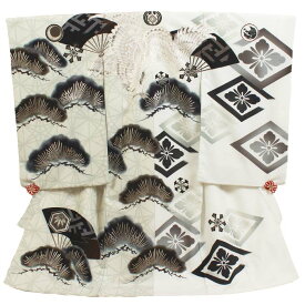 レンタル 初着 男児 JAPANSTYLE 白系 鷹/老松 お宮参り 産着 着物 男の子 ベビー 赤ちゃん b-0248