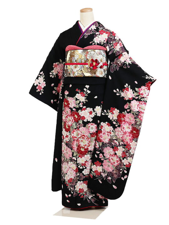 楽天市場】【レンタル】【振袖レンタル 黒系 桜花 など】正絹 振袖 