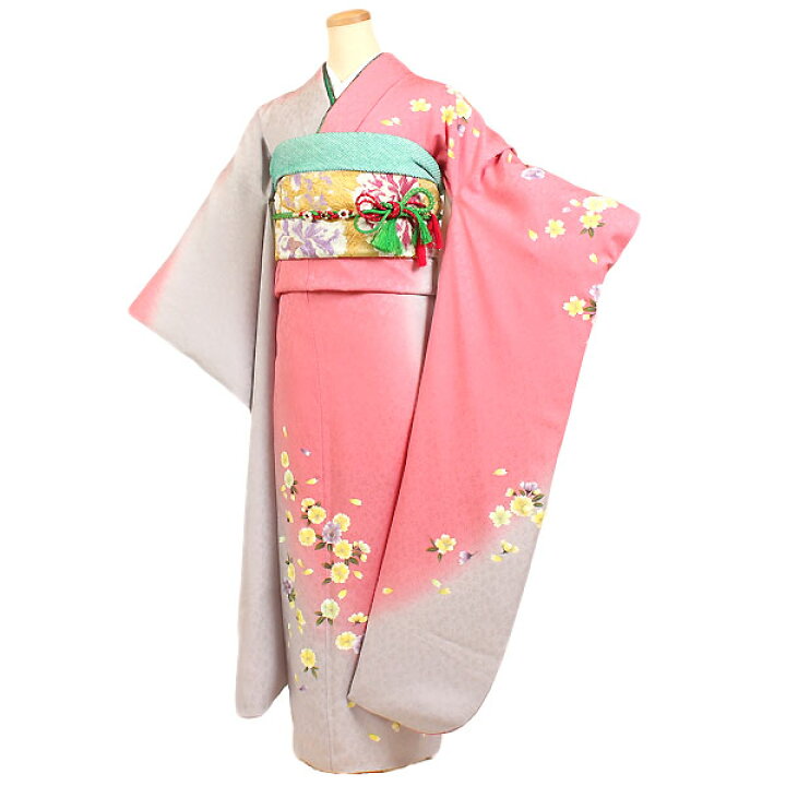 楽天市場】【レンタル】【成人式振袖レンタル・ピンクグレーぼかし 桜 