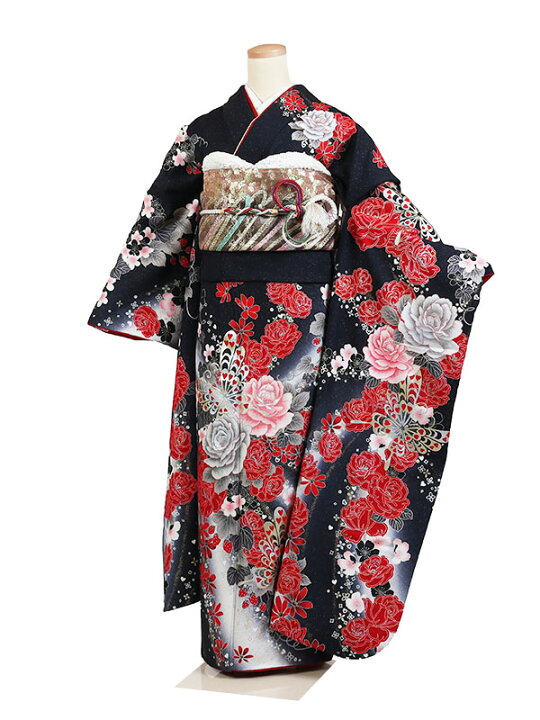 楽天市場】【レンタル】【振袖レンタル 黒系 蝶/薔薇/桜 など】トール 