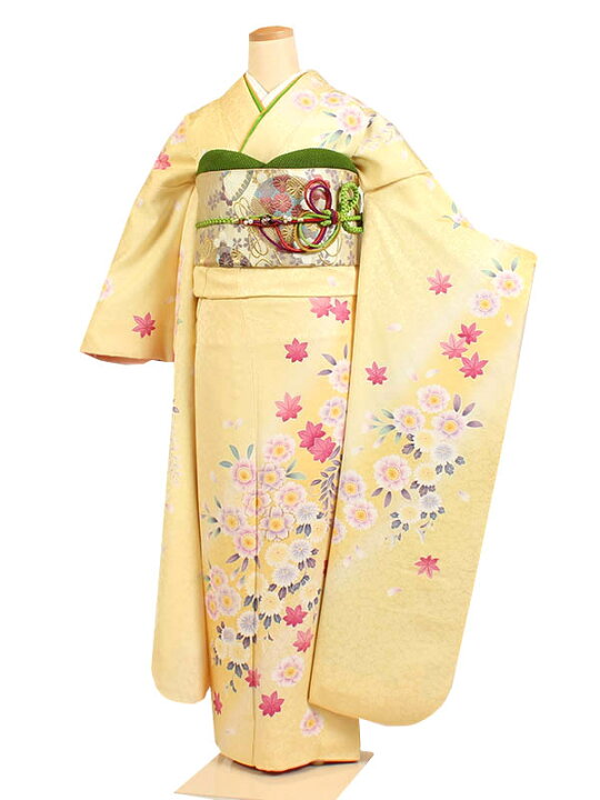 楽天市場】【レンタル】【成人式振袖レンタル レモンイエロー系 桜 
