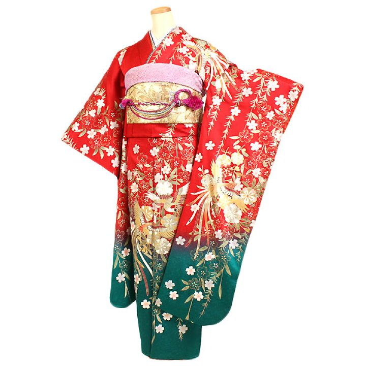楽天市場】【レンタル】【成人式振袖レンタル・赤緑系】振袖｜新品足袋 