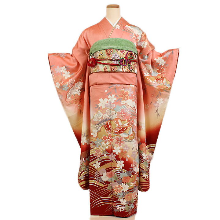 楽天市場】【レンタル】【成人式振袖レンタル サーモンピンク系 蝶  
