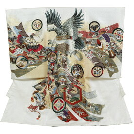 レンタル 初着 男児 白系 鷹/熨斗 お宮参り 産着 着物 男の子 ベビー 赤ちゃん b-0398