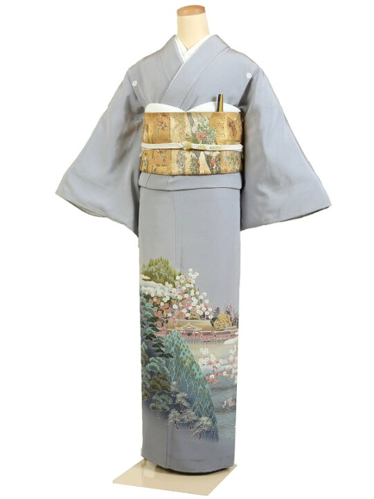 楽天市場】【レンタル】【色留袖 グレー系・風景・厳島神社】五つ紋 色 
