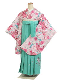 【レンタル】【小学生 卒業式 袴 女の子ピンク色×刺繍 エメラルドグリーン袴 】卒業式 女の子 小学生 袴レンタル 女袴 小学校 卒業式 ジュニア 子ども フルセット二尺袖 着物 卒業袴 卒業式袴セット 袴フルセット 学生 安い 往復送料無料 12歳 13歳 jn-77