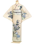 【広幅 大きいサイズ】レンタル 訪問着 身長:155～165cm 号数:15〜17号 クリーム系 着物 母親 結婚式 入…